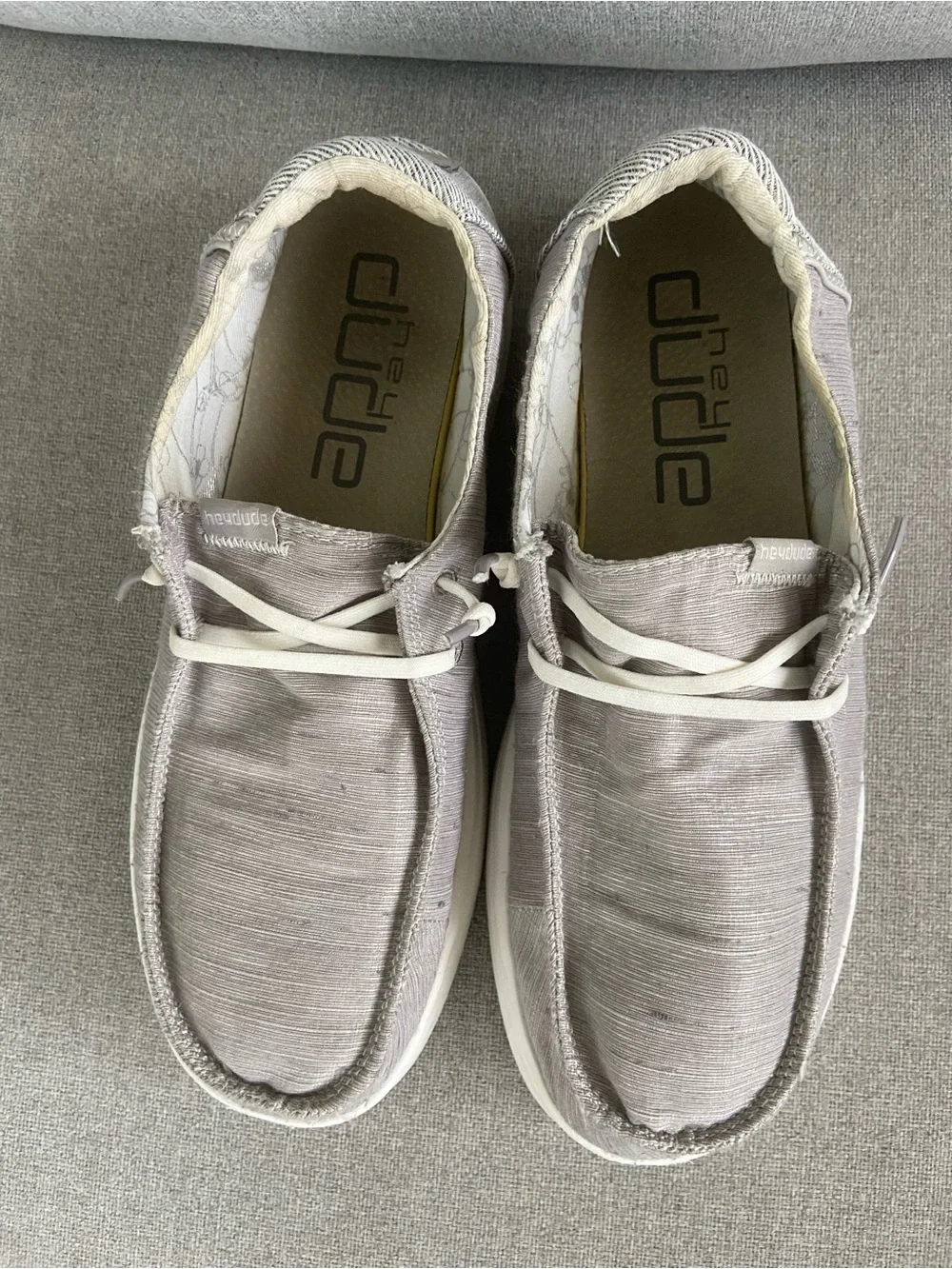Hey Dude Grey Slip-On Boat Shoes with White Sole